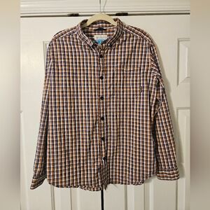 Columbia Men's Plaid Shirt - Blue and Orange
